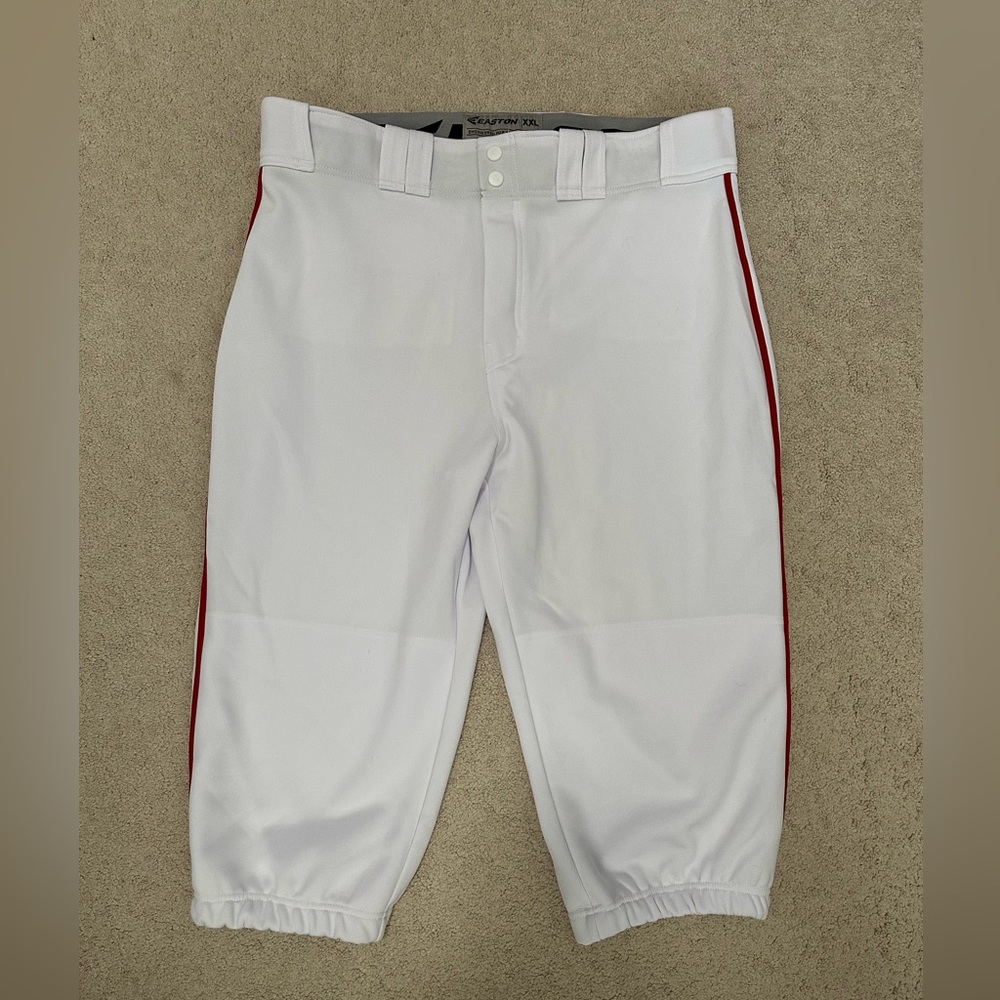 White XXL Easton Knicker Baseball Pants with Red Piping